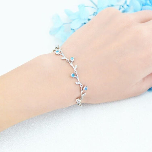 Blue Moonstone Bracelet with Zircon Accents Womens Sterling Silver Bracelet Casual