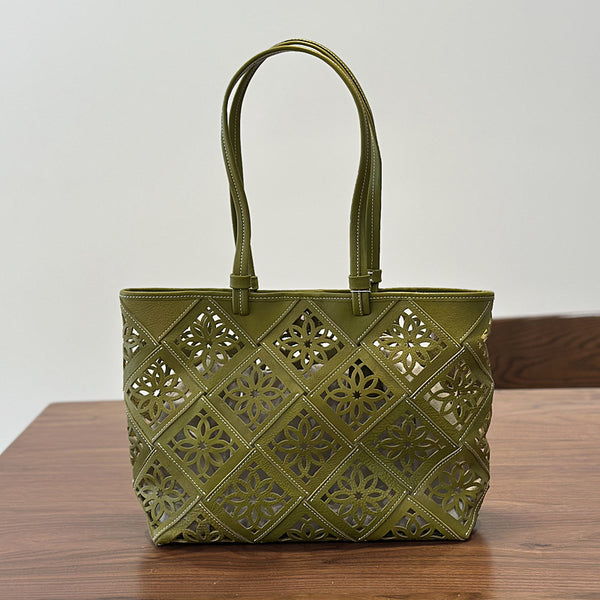 Womens Western Leather Tote Bag Boho Summer Cutout Shoulder Handbag