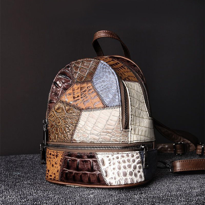 Boho Leather Small Backpack Purses Leather Rucksack Bag For Women Affordable