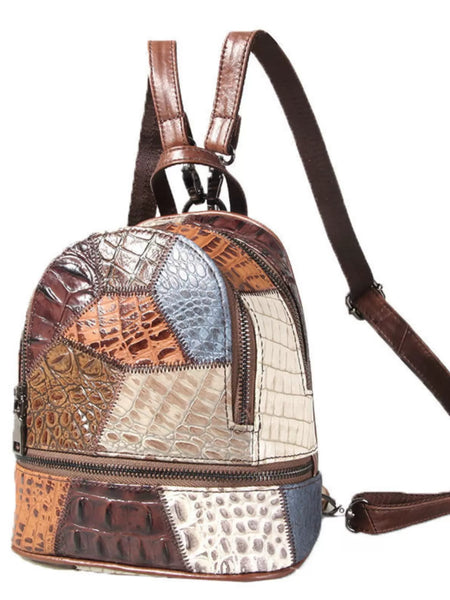 Boho Leather Small Backpack Purses Leather Rucksack Bag For Women Badass