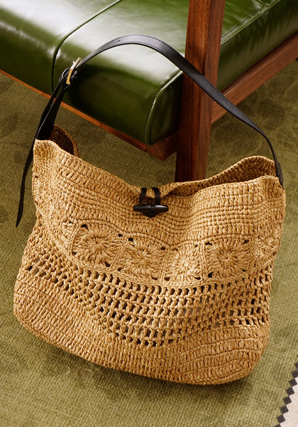 Boho Straw Woven Tote Bag for Women Vacation Shoulder Bag with Leather Strap Accessories