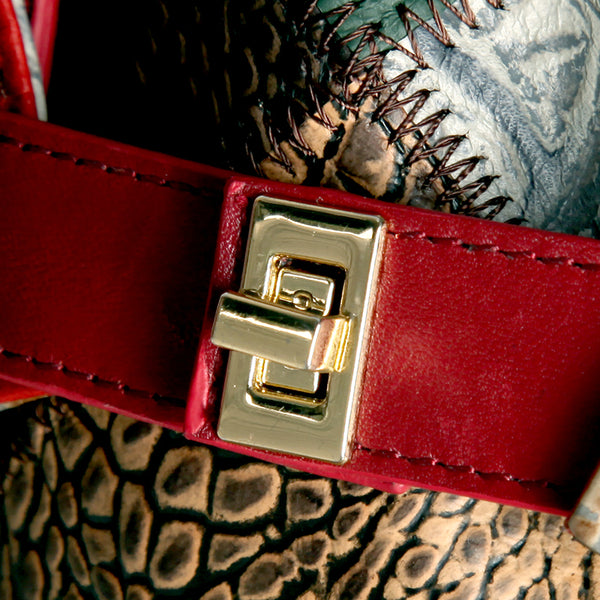 Womens Boho Patchwork Genuine Leather Backpack Bag Handmade Top-Handle Convertible Bag Durable