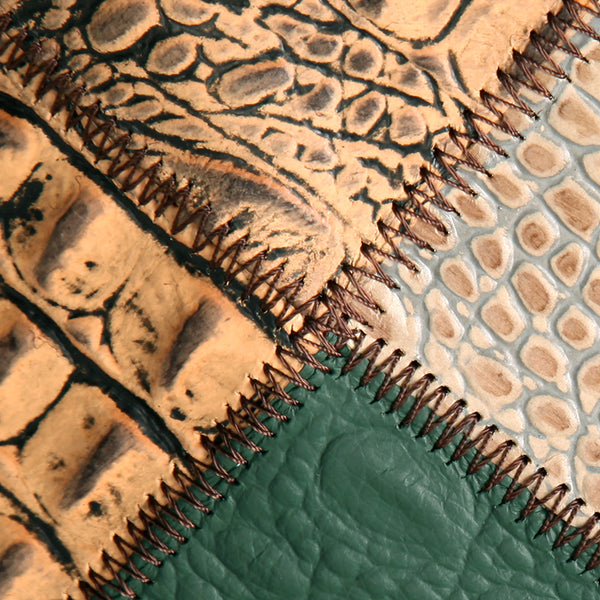 Womens Boho Patchwork Genuine Leather Backpack Bag Handmade Top-Handle Convertible Bag Fashion