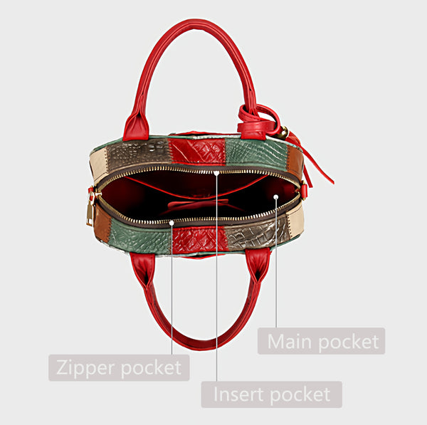 Boho Patchwork Heart Shaped Crossbody Bag for Women Colorful Leather Shoulder Handbag Capacity