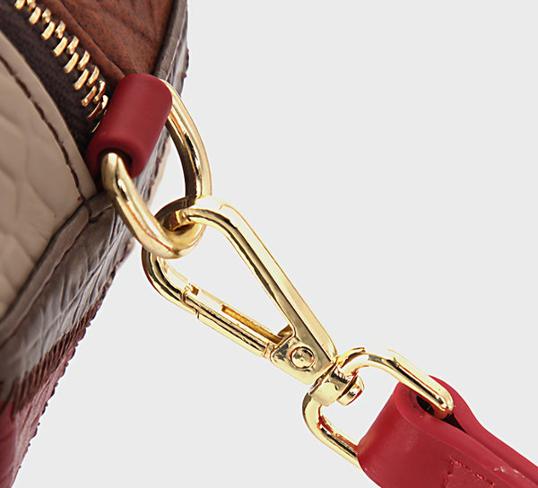 Boho Patchwork Heart Shaped Crossbody Bag for Women Colorful Leather Shoulder Handbag Durable