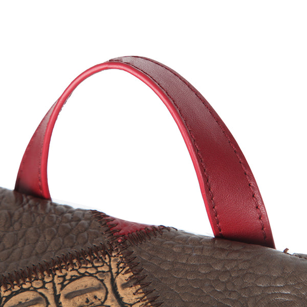 Boho Patchwork Leather Backpack for Women Small Genuine Leather Backpack Quality