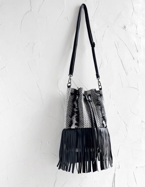 Boho Polyester and Vegan Leather Womens Fringe Crossbody Bag Convertible Backpack Purse Classic