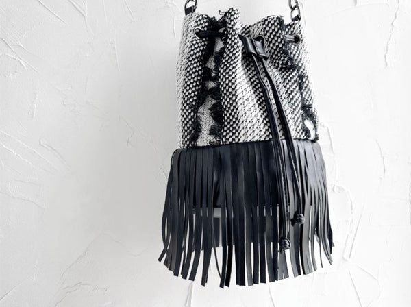 Boho Polyester and Vegan Leather Womens Fringe Crossbody Bag Convertible Backpack Purse Small