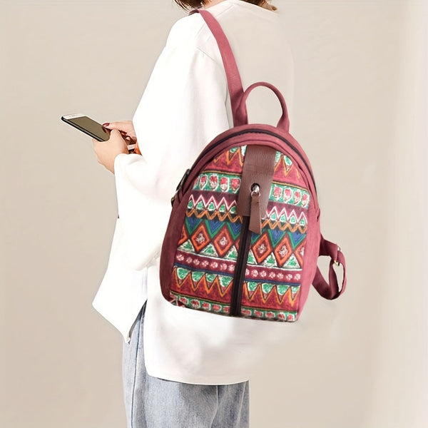 Boho Women's Canvas Backpack Purse Small Canvas Rucksack BeautifuCasual