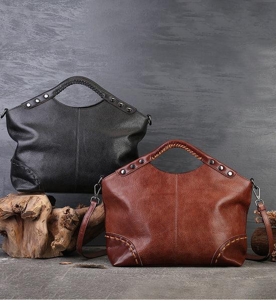 Boho Womens Black Shoulder Handbag Leather Tote Bags For Women Best