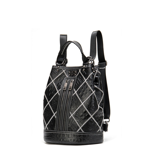 Boho Womens Convertible Leather Backpack Purse Shoulder Bucket Bag