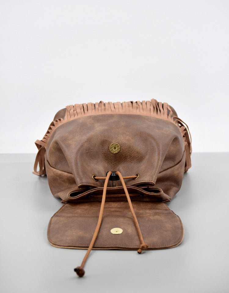fringe backpack mini Boho Womens Fringe Backpack Bag Ladies Small Vegan Leather Rucksack