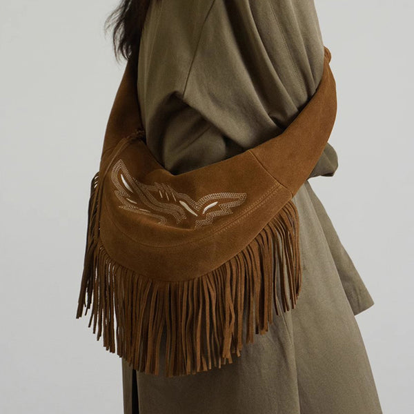 Boho Womens Fringe Shoulder Bag Leather Fringe Purse