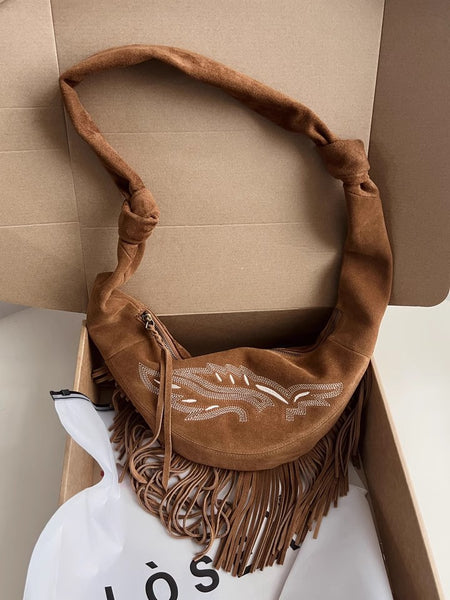 Boho Womens Fringe Shoulder Bag Leather Fringe Purse Classy