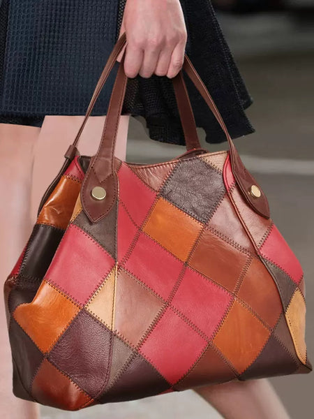 Boho Womens Leather Tote Handbags Shoulder Purse For Women