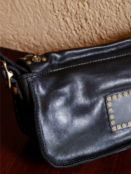 Boho Womens Rivet Leather Crossbody Satchel Soft Leather Shoulder Bag Classy