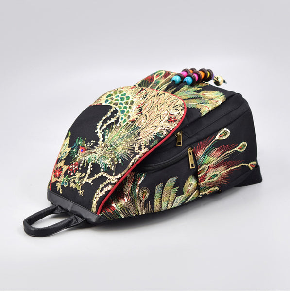 Boho Womens Embroidery Small Cloth Backpack Bag Canvas Rucksack Classic