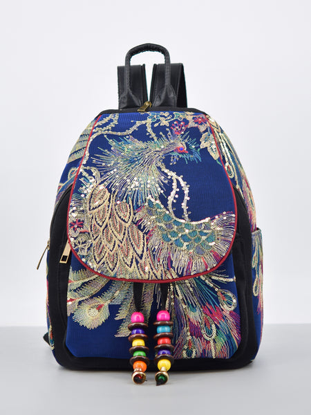 Small Womens Embroidery Canvas Rucksack Backpack For Women
