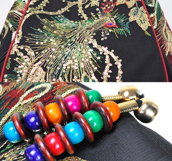 Boho Womens Embroidery Small Cloth Backpack Bag Canvas Rucksack Details