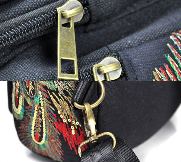 Boho Womens Embroidery Small Cloth Backpack Bag Canvas Rucksack Durable