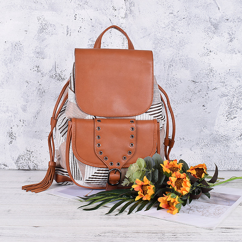 beautiful faux leather backpack Boho Womens Vegan Leather Backpack Rucksack Bag