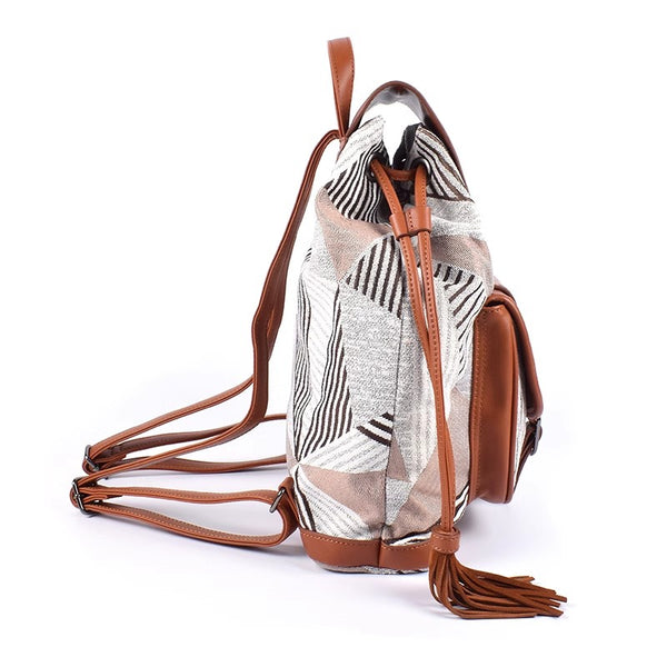 Boho Womens Vegan Leather Backpack Rucksack Bag Handmade