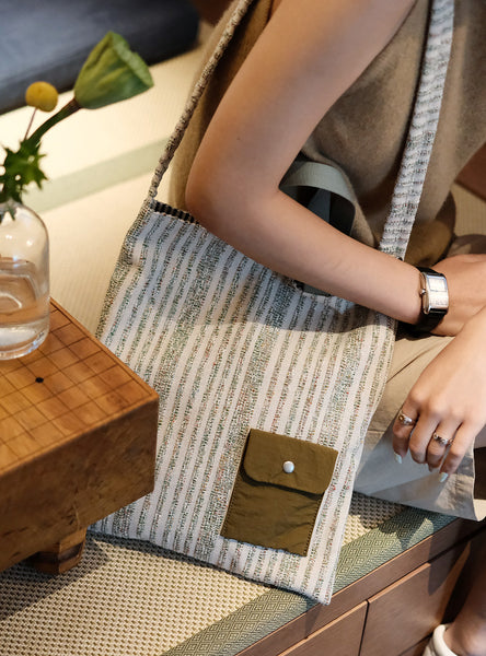 Canvas Tote Bag for Women Striped Cotton Canvas Shoulder Bag with Front Pocket Classy