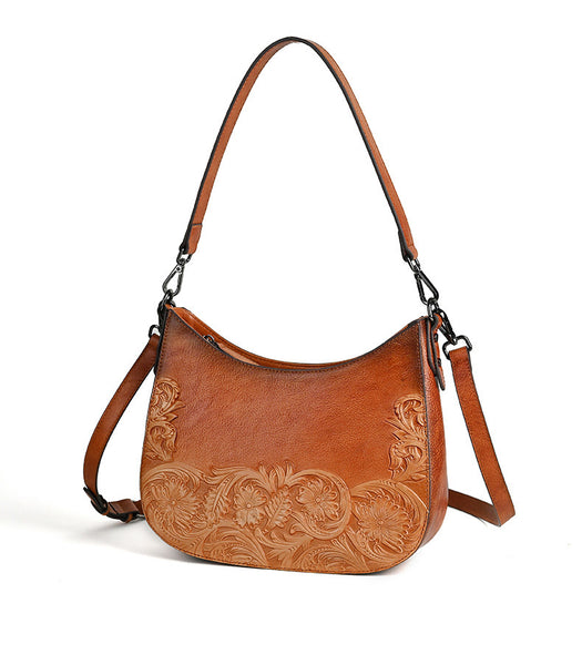 Casual Shoulder Bags For Ladies Brown Leather Crossbody Handbag Genuine-Leather