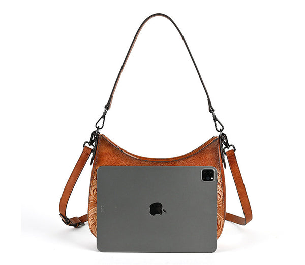 Casual Shoulder Bags For Ladies Brown Leather Crossbody Handbag Quality