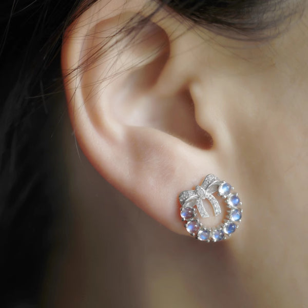 Charm Moonstone Earrings Silver Stud Earrings For Women Fashion