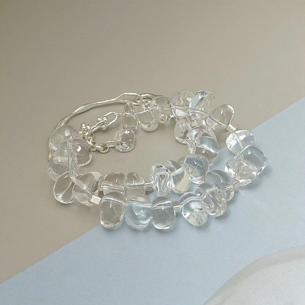 Charm Womens Clear Quartz Sterling Silver Bracelet Classy