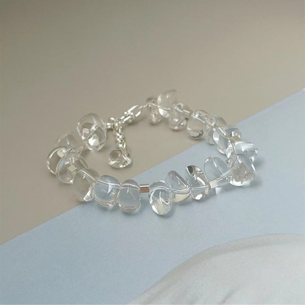 Charm Womens Clear Quartz Sterling Silver Bracelet Designer