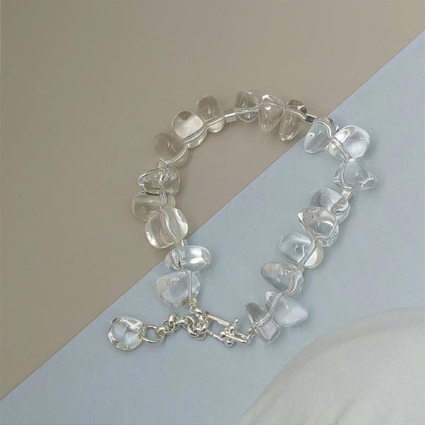 Charm Womens Clear Quartz Sterling Silver Bracelet Fashion