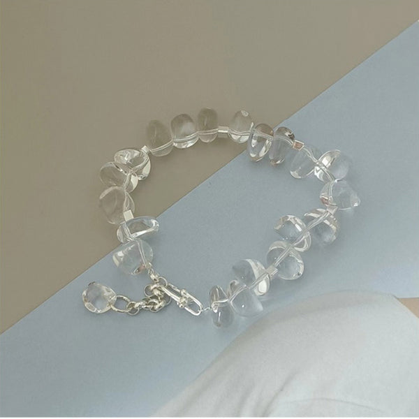 Charm Womens Clear Quartz Sterling Silver Bracelet Fashionable