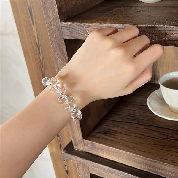 Charm Womens Clear Quartz Sterling Silver Bracelet Trendy