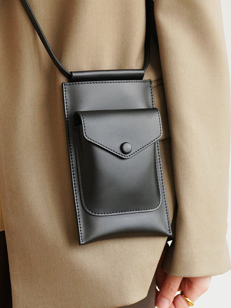 Mini Black Leather 'CC' Pouch Bag