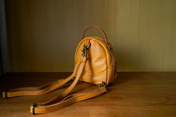 Chic Leather Mini Backpack Purse Black Leather Shoulder Bag Back