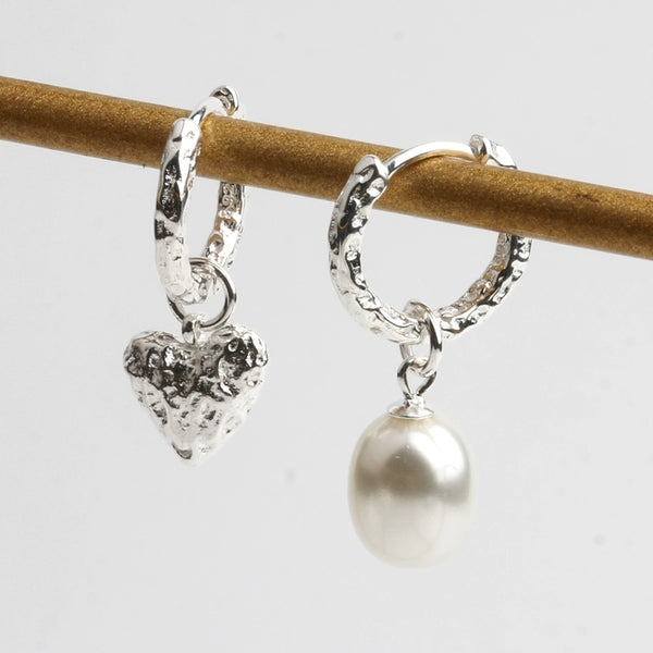 Chic Sterling Silver Heart Earrings Synthetic Pearl Earrings Silver Drop Accessories