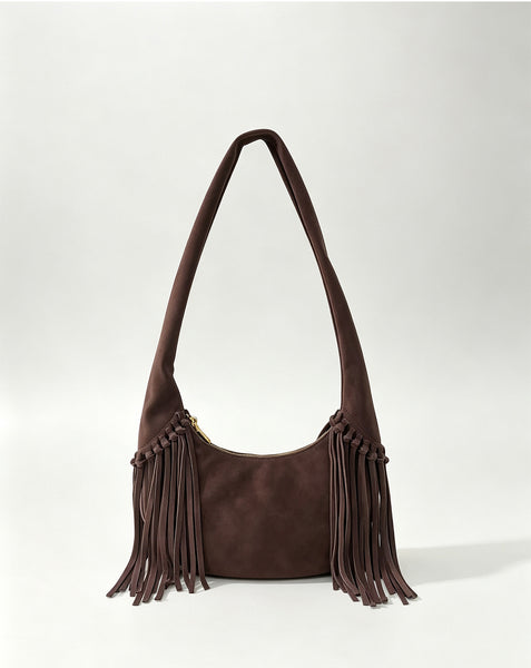 Women's Suede and Matte Leather Shoulder Bag