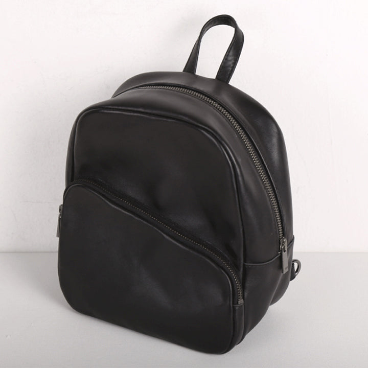 black faux leather backpack purse Chic Womens Black Backpack Purse Mini Leather Rucksack