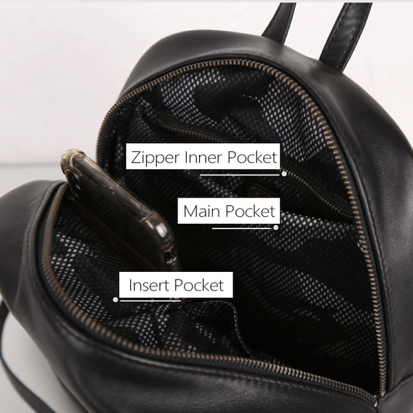 Chic Womens Black Backpack Purse Mini Leather Rucksack Inside