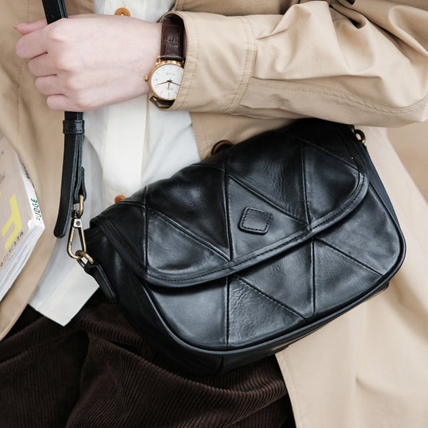 Chic Womens Leather Satchel Bag Leather Crossbody Purse Black