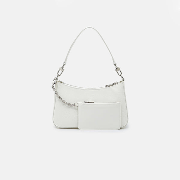 Stylish White Leather Shoulder Bag Genuine Leather Handbags For Ladies