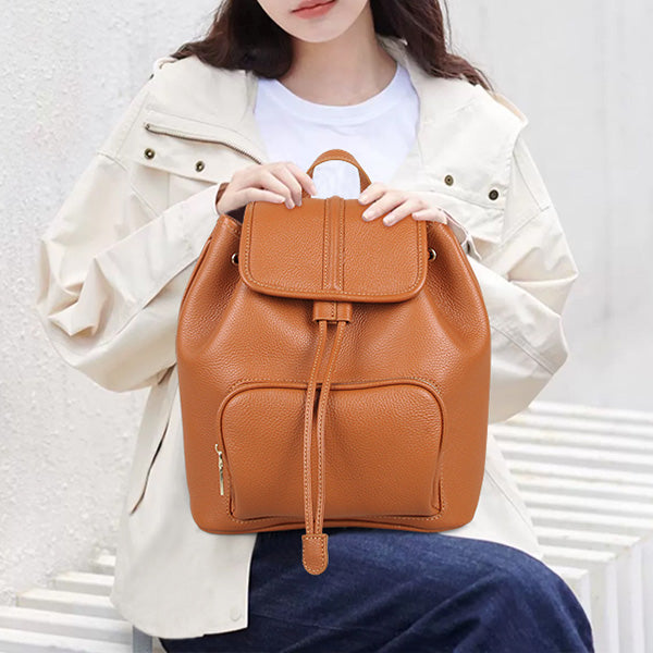 Chic Womens Small Brown Leather Backpack Leather Rucksack Bag Cool
