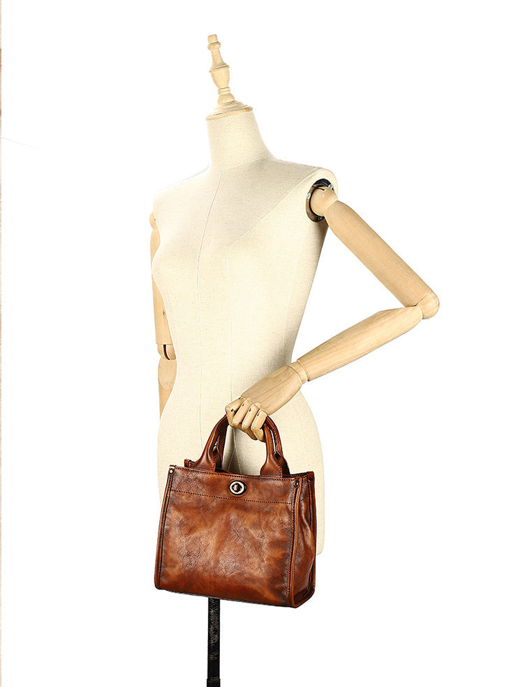 Classic Style Genuine Leather Twist Lock Bag Quilted Elegant -  Israel
