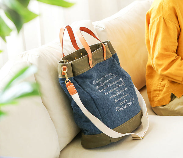 Classic Women's Cotton Canvas Tote Bag Shoulder Handbags Affordable
