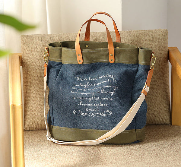 Classic Women's Cotton Canvas Tote Bag Shoulder Handbags Beautiful