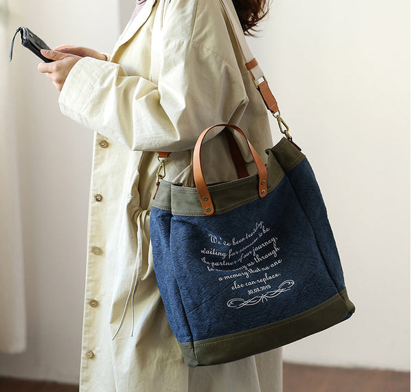 Classic Women's Cotton Canvas Tote Bag Shoulder Handbags Classic