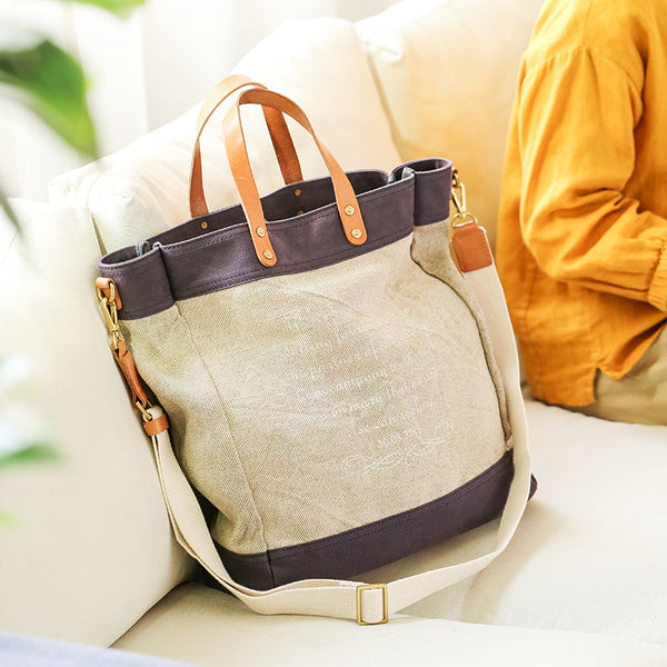 Classic Women's Cotton Canvas Tote Bag Shoulder Handbags Fashionable