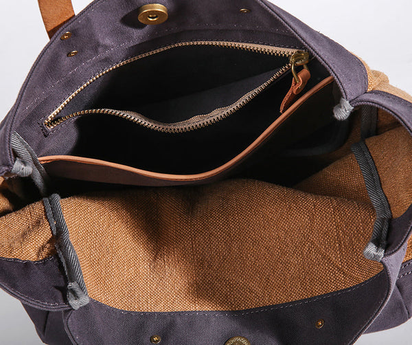 Classic Women's Cotton Canvas Tote Bag Shoulder Handbags Inside